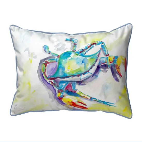 Betsy Drake Colorful Blue Crab Small Indoor/Outdoor Pillow 11x14 {1}