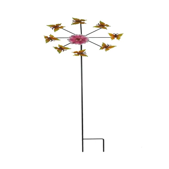 Metal Bugs Flower Kinetic Wind Spinner Garden Stake Outdoor Yard Decor Lawn Art {1}