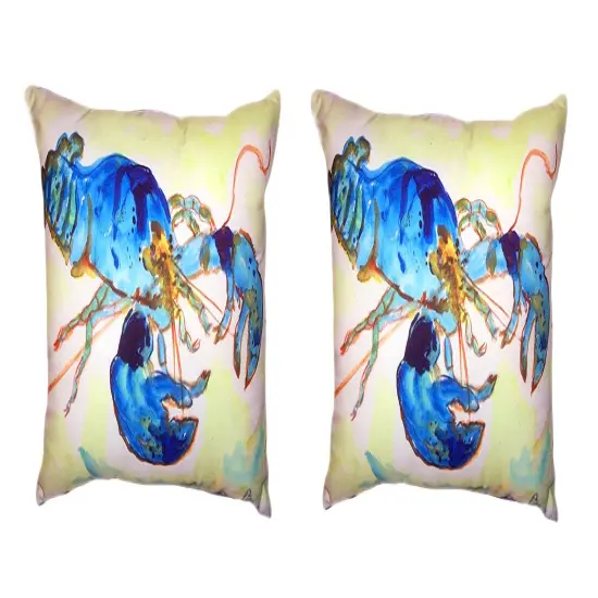 Pair Of Betsy Drake Green-Blue Lobster No Cord Pillows 16 X 20 {1}