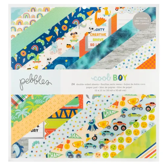 Pebbles Double-Sided Paper Pad 12"X12" 24/Pkg-Cool Boy {1}