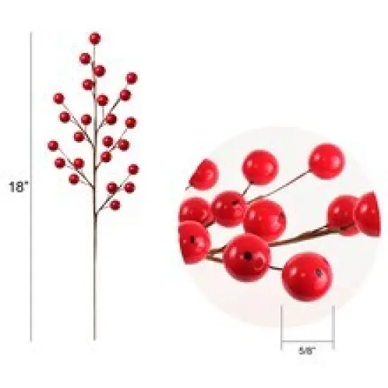 Set of 12: Artificial Red Berry Spray with Realistic Berries | 18-Inch | Indoor Use | Valentine's Day Gifts | Berry Picks | for Arrangements | Parties & Events | Home & Office Decor, Floral Home by Artificial Flowers {3}