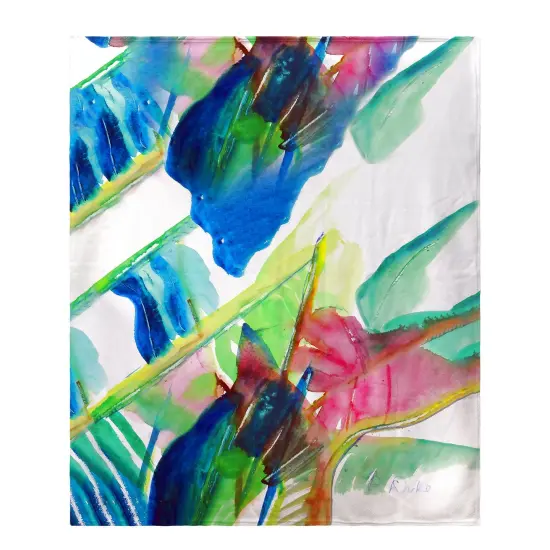 Betsy Drake Pink Palms Fleece Throw Multicolor {1}