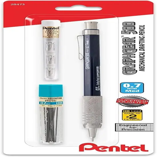 Mechanical Pencil Graphgear 500 Automatic Drafting Pencil - .7Mm Lead Size - Includes 50 Lead & 4 Eraser Refills {1}