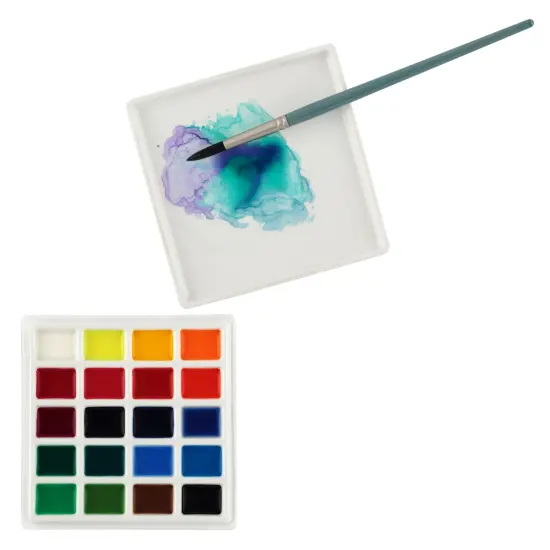 Creative Mark English Glazed Porcelain Palette , Sturdy Construction with 20 Deep Paint Wells for Color Mixing, Palette for Watercolor, Gouache & Oil Paints for Artists, Professionals, Students White {5}