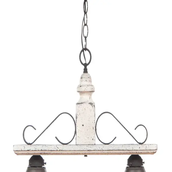 Wooden Wellington Medium Island Light in Vintage White {3}