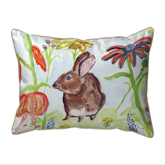 Betsy Drake Brown Rabbit Left Large Indoor/Outdoor Pillow 16x20 Multicolor {1}