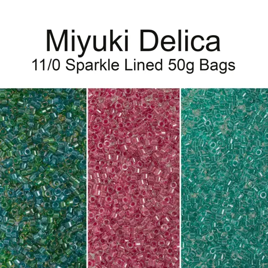Miyuki Delica 50g Sparkle Lined Glass Beads, 11/0 Aqua & Teal (DB0984) {4}