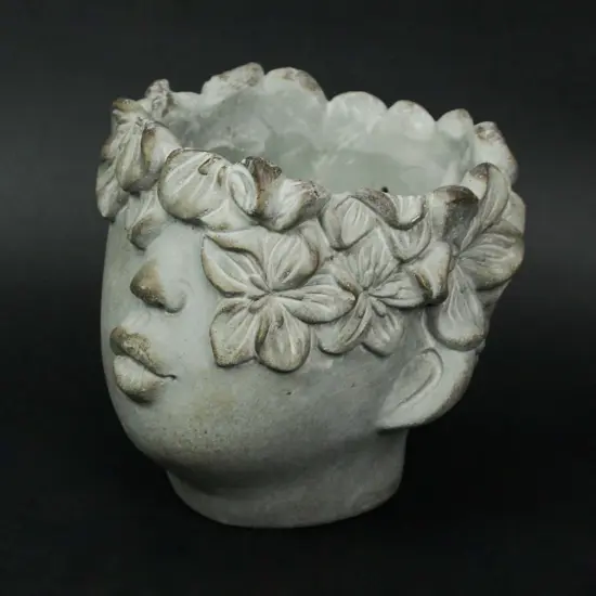 Pucker Up Concrete Head Kissing Face Mini Decorative Planter Pot 7 Inch Tall {3}
