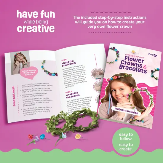 Flower Crowns & Bracelet Making Kit for Girls - Make Your Own Jewelry Kits for Kids - DIY Hair Accessories Set - Arts & Crafts Gift for Ages 6-12 Year Old Girl - Craft Maker Gifts Toys {5}