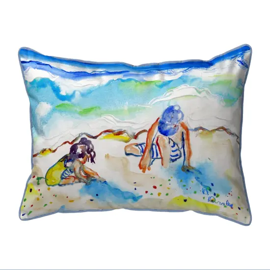 Betsy Drake Playing in Sand Large Indoor/Outdoor Pillow 16x20 {1}