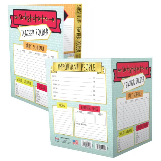 Carson Dellosa 6-Pack Substitute Teacher Folder, Schedules, Routines, Procedures, Classroom Management, Contact Information, and More With Pockets, Desk Organizer School Supplies {3}
