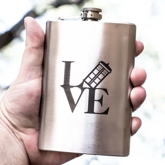 8oz Geek Love Collection - Police Call Box Stainless Steel Flask {2}