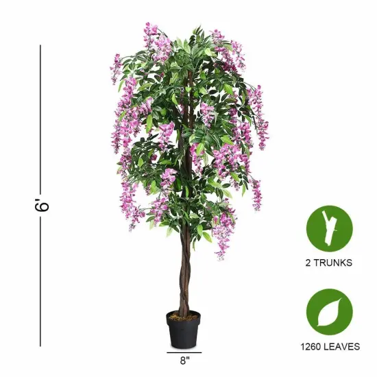 6 FT Artificial Wistera Silk Tree Pink Flower Indoor Outdoor Home D&eacute;cor {2}