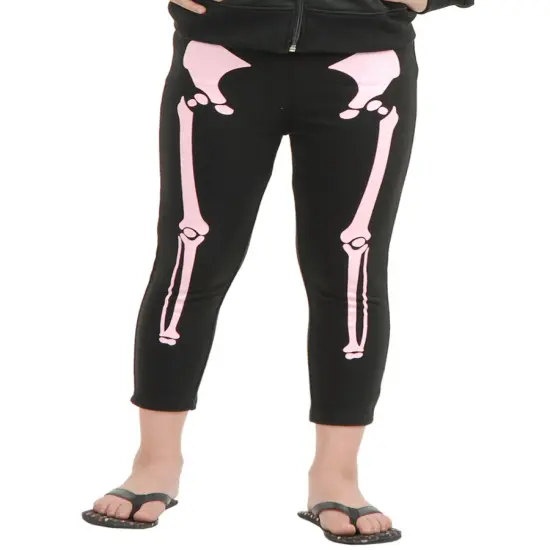 Girls Small-Medium Or Medium-Large Black And White Skeleton Leggings Costume {1}