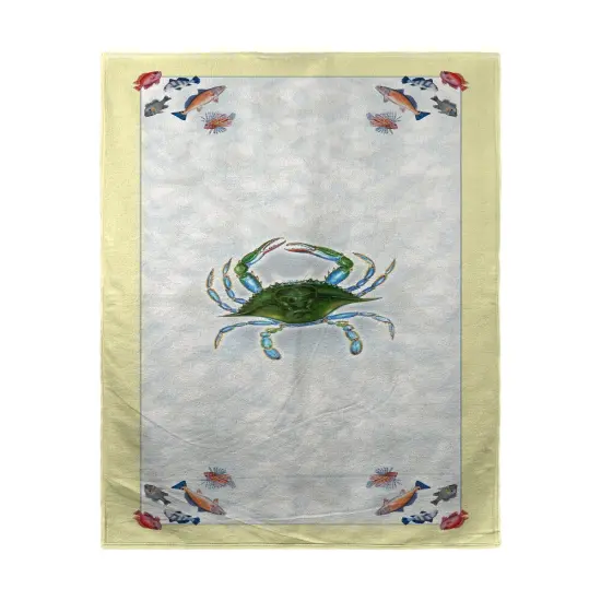 Betsy Drake Blue Crab & Fish Beach Towel Multicolor {1}
