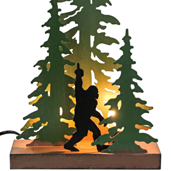 Rustic Metal Rude Bigfoot In Forest Accent Lamp Decorative Sasquatch Home Decor {3}