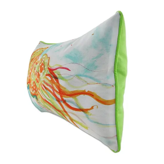 Betsy Drake Orange Jellyfish In/Outdoor Decorative Throw Pillow 16in.X20in. {3}