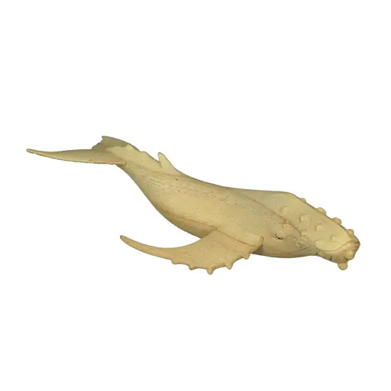 12" Hand Carved Humpback Whale Wooden Sculpture, Nautical Coastal Decor Figurine {1}