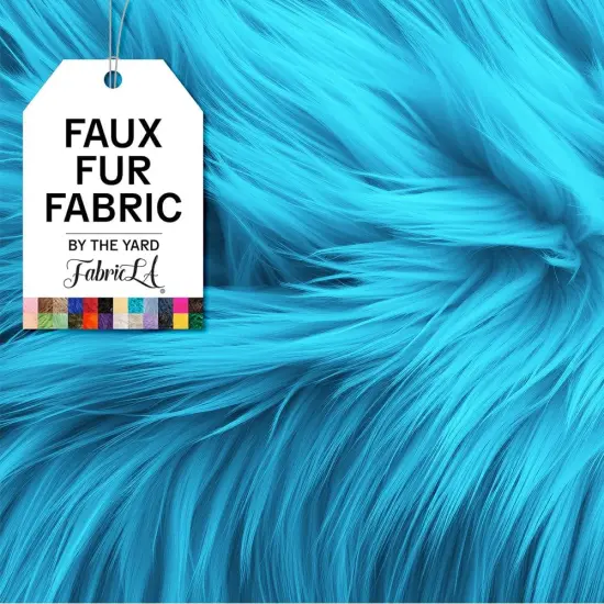 FabricLA | Shaggy Faux Fur | Fabric by The Yard | 180" X 60" Inch Wide | Craft Furry Fabric | Sewing, Apparel, Rugs, Pillows & More | Faux Fluffy Fabric | Turquoise, 5 Yard {1}
