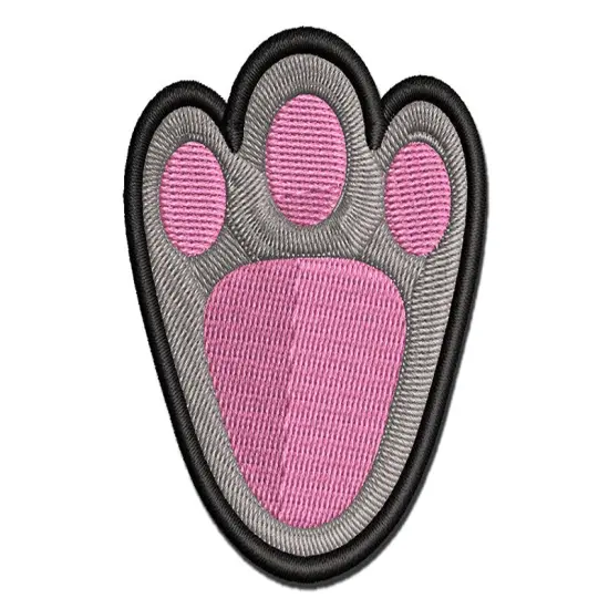Easter Bunny Footprint Foot Print Multi-Color Embroidered Iron-On or Hook & Loop Patch Applique {1}