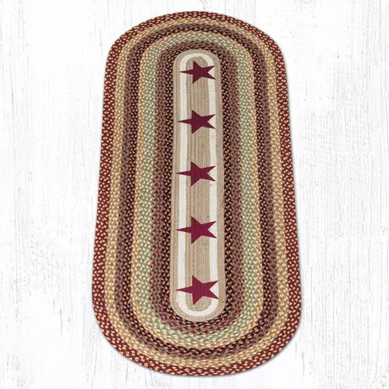 Earth Rugs OP-357 Burgundy Stars Oval Patch 2 Feet X 6 Feet {1}