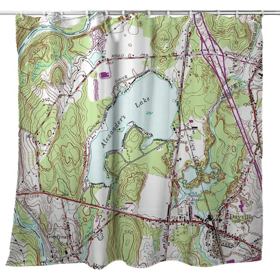 Betsy Drake Alexander's Lake, CT Nautical Map Shower Curtain {1}