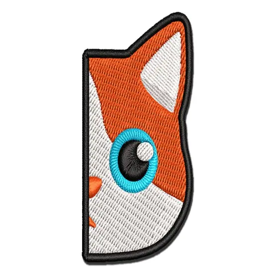 Curious Kitty Cat Hiding Peeking Around Corner Multi-Color Embroidered Iron-On or Hook & Loop Patch Applique {1}