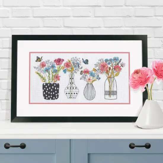 Dimensions Counted Cross Stitch Kit 16"x8" - Wildflower Vases {5}