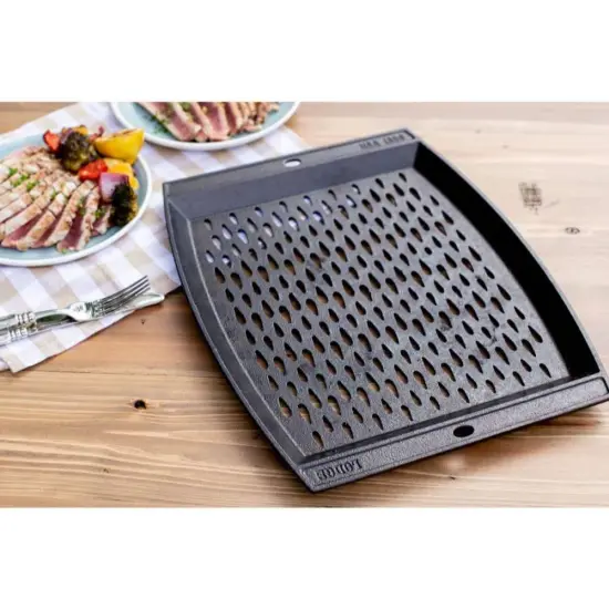 Lodge Cast Iron Grill Topper Pan for Outdoor Grilling or Open Fire, 15 x 12 inch {3}