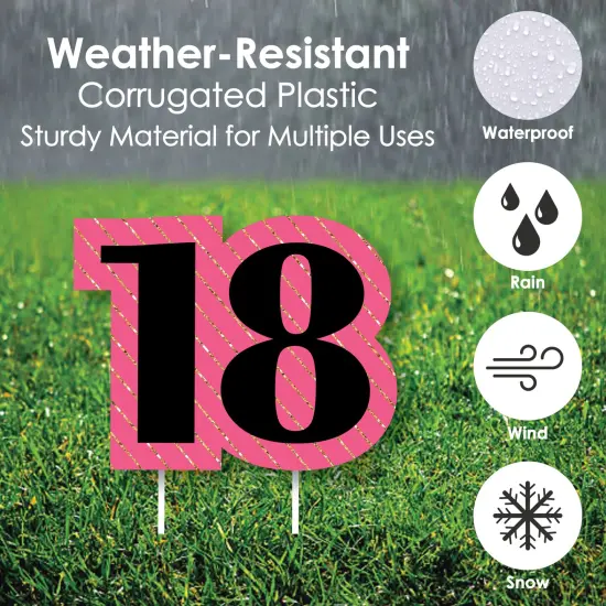 Big Dot of Happiness Chic 18th Birthday - Pink, Black and Gold - Yard Sign and Outdoor Lawn Decorations - Happy Birthday Party Yard Signs - Set of 8 {4}