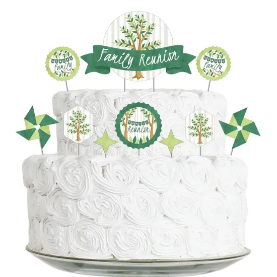 Big Dot of Happiness Family Tree Reunion - Family Gathering Party Cake Decorating Kit - Family Reunion Cake Topper Set - 11 Pieces {1}