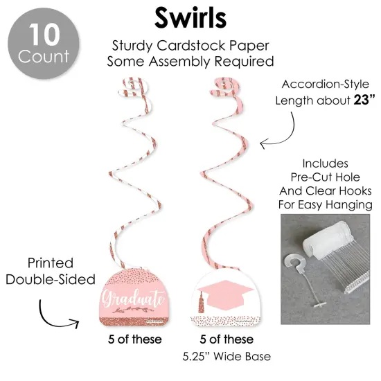 Big Dot of Happiness Rose Gold Grad - Graduation Party Supplies Decoration Kit - Decor Galore Party Pack - 51 Pieces {6}