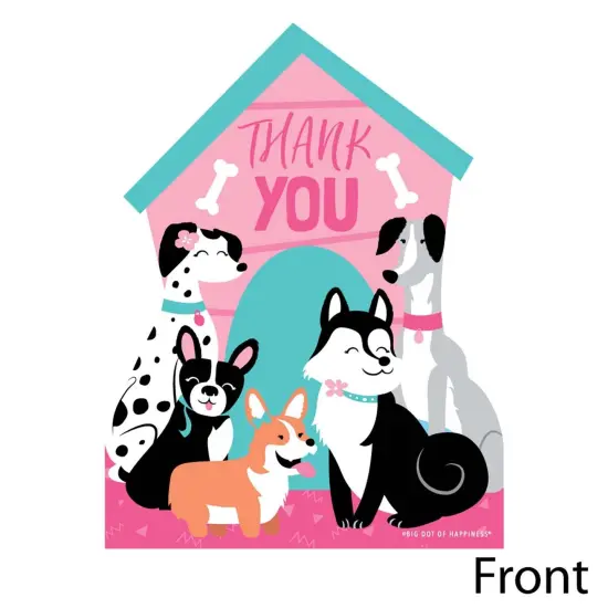 Big Dot of Happiness Pawty Like a Puppy Girl - Shaped Thank You Cards - Pink Dog Baby Shower or Birthday Party Thank You Cards & Envelopes - Set of 12 {4}