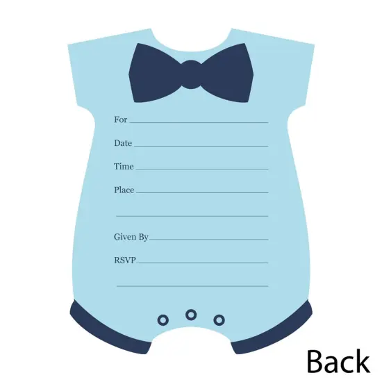 Big Dot of Happiness Hello Little One - Blue and Navy - Shaped Fill-in Invitations - Boy Baby Shower Invitation Cards with Envelopes - Set of 12 {4}