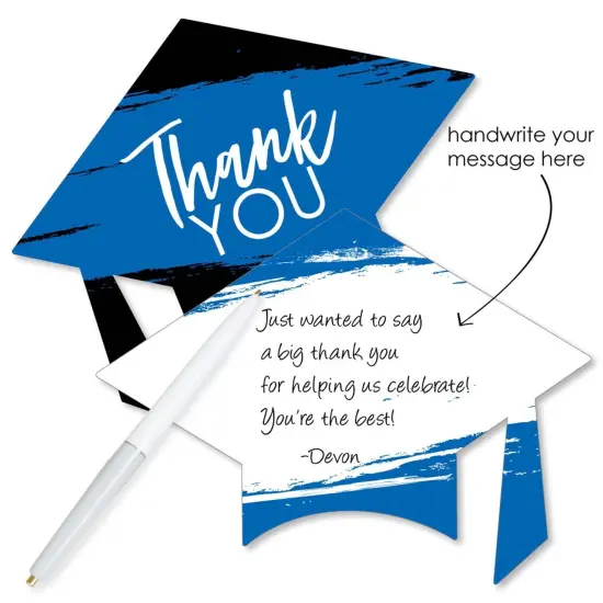Big Dot of Happiness Blue Grad - Best is Yet to Come - Shaped Thank You Cards - Royal Blue Grad Party Thank You Note Cards with Envelopes - Set of 12 {3}