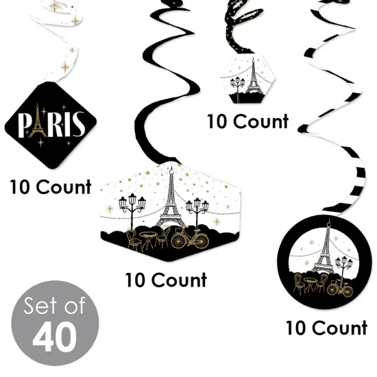 Big Dot of Happiness Stars Over Paris - Parisian Themed Party Hanging Decor - Party Decoration Swirls - Set of 40 {6}