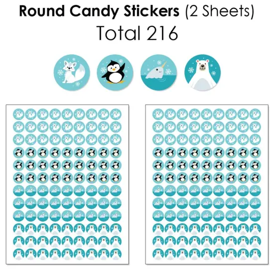 Big Dot of Happiness Arctic Polar Animals - Winter Baby Shower or Birthday Party Candy Favor Sticker Kit - 304 Pieces {6}