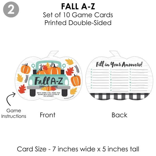 Big Dot of Happiness Happy Fall Truck - 4 Harvest Pumpkin Party Games - 10 Cards Each - Gamerific Bundle {7}