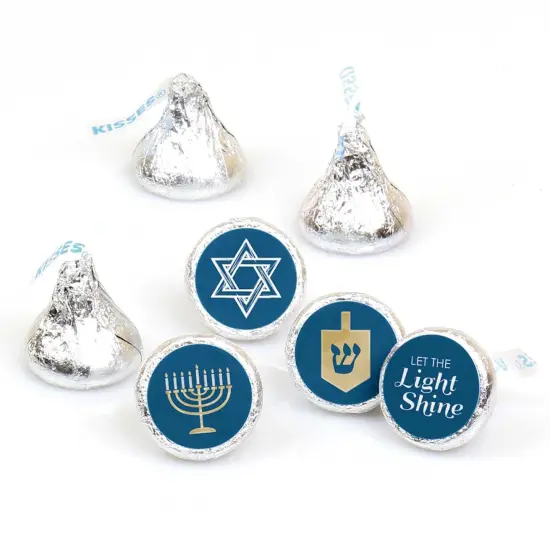 Big Dot of Happiness Happy Hanukkah - Chanukah Party Round Candy Sticker Favors - Labels Fits Chocolate Candy (1 Sheet of 108) {1}