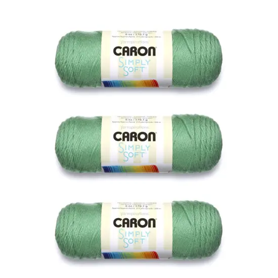 Caron Simply Soft Sage Yarn - 3 Pack of 170g/6oz - Acrylic - 4 Medium (Worsted) - 315 Yards - Knitting/Crochet {1}