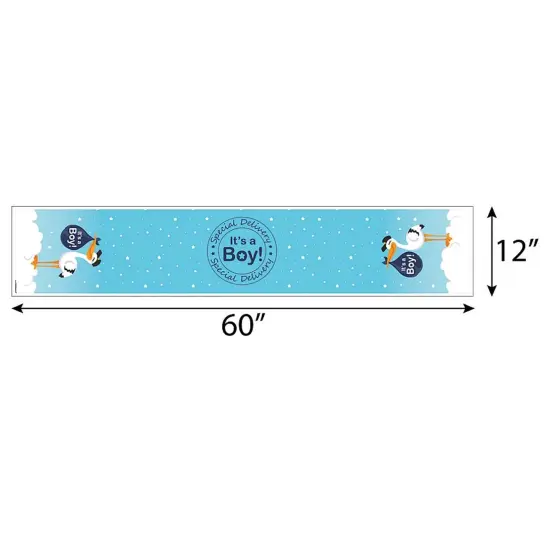 Big Dot of Happiness Boy Special Delivery - Petite Blue It's a Boy Stork Baby Shower Paper Table Runner - 12 x 60 inches {4}