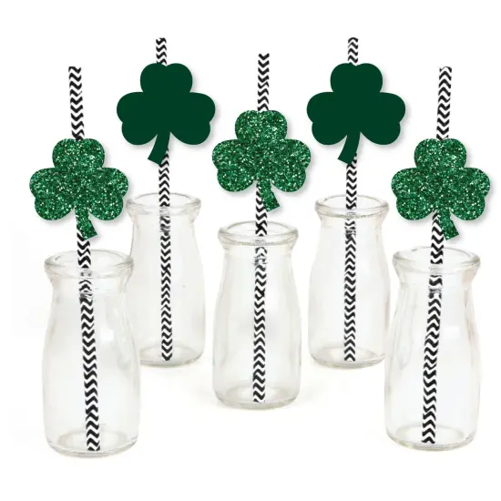 Big Dot of Happiness St. Patrick's Day Paper Straw Decor - Saint Paddy's Day Party Striped Decorative Straws - Set of 24 {1}