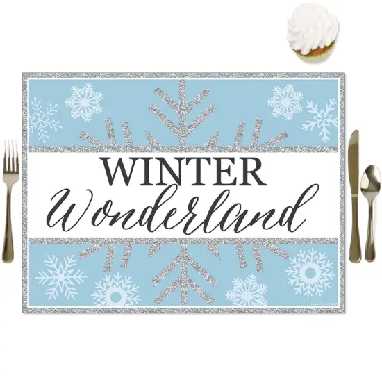 Big Dot of Happiness Winter Wonderland - Party Table Decorations - Snowflake Holiday Party and Winter Wedding Placemats - Set of 16 {1}