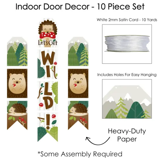 Big Dot of Happiness Forest Hedgehogs - Vertical Paper Door Banners - Woodland Birthday Party or Baby Shower Wall Decoration Kit - Indoor Door Decor {6}