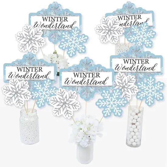 Big Dot of Happiness Winter Wonderland - Snowflake Holiday Party and Winter Wedding Party Centerpiece Sticks - Table Toppers - Set of 15 {3}
