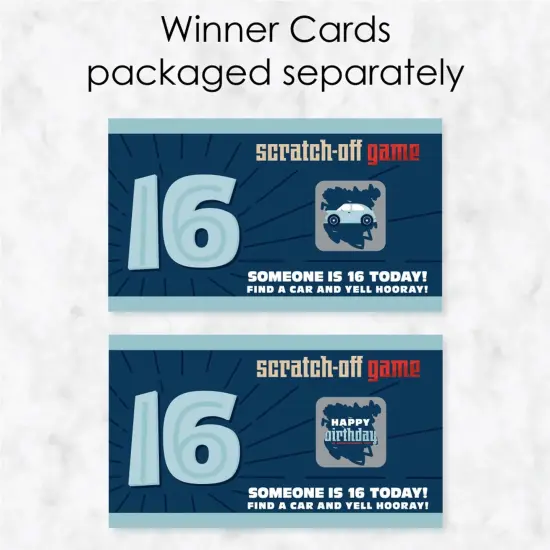 Big Dot of Happiness Boy 16th Birthday - Sweet Sixteen Birthday Party Game Scratch Off Cards - 22 Count {4}