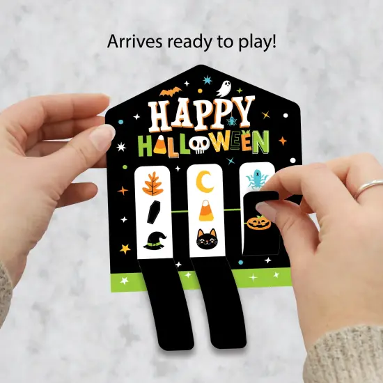 Big Dot of Happiness Jack-O'-Lantern Halloween - Kids Halloween Party Game Pickle Cards - Pull Tabs 3-in-a-Row - 12 Ct {3}