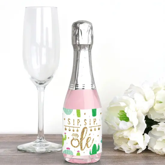 Big Dot of Happiness Final Fiesta - Mini Wine & Champagne Bottle Label Stickers - Last Fiesta Bachelorette Party Favor Gift for Women - Set of 16 {3}