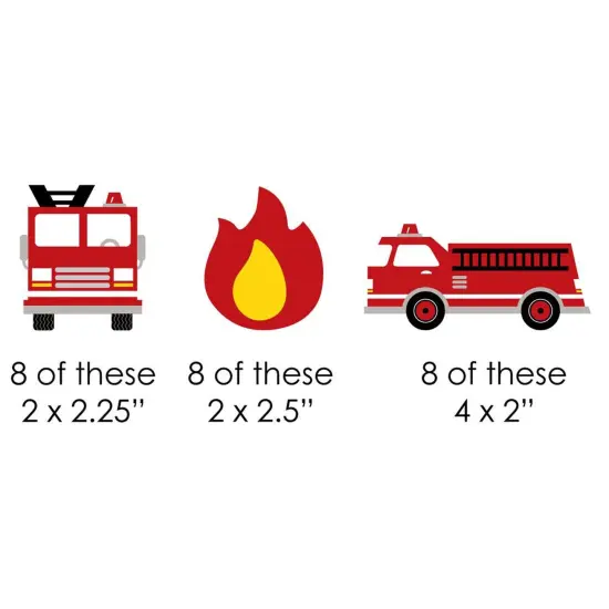 Big Dot of Happiness Fired Up Fire Truck - DIY Shaped Firefighter Firetruck Baby Shower or Birthday Party Cut-Outs - 24 Count {3}