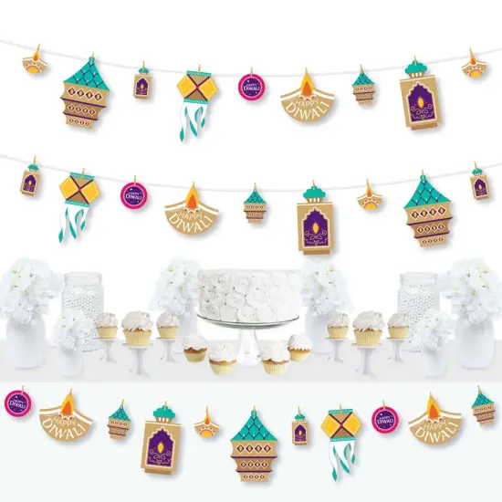 Big Dot of Happiness Happy Diwali - Festival of Lights Party DIY Decorations - Clothespin Garland Banner - 44 Pieces {1}